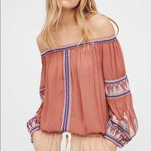 Free People Tops - Free People Embroidered Boho Bodysuit Sz S NWT